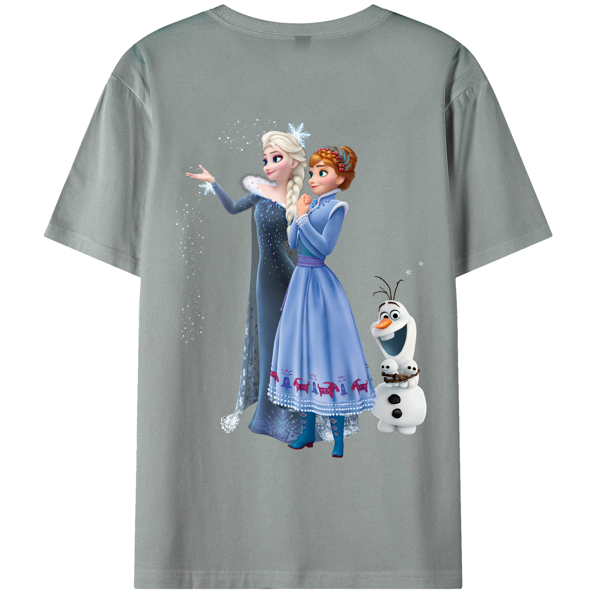 （画像用） アナと雪の女王 アンナ エルサ Frozen Anna Elsa 綿100％ メンズ半袖Tシャツ（バックプリント） 通気性